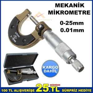 0.01mm HASSASİYET MEKANİK MİKROMETRE ÖLÇÜM ALETİ
