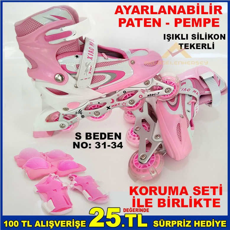 KORUMA SETLİ IŞIKLI TEKER AYARLI PATEN PE-S-3134