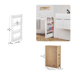Organizer 4 Katlı Tekerlekli Plastik Çok Amaçlı Düzenleyici Raf Slim Model Mutfak ile Banyo Rafı