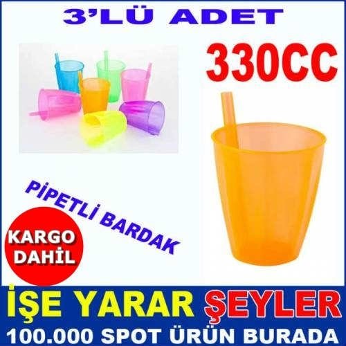 3 ADET ŞEFFAF KENDİNDEN PİPETLİ KIRILMAZ BARDAK*