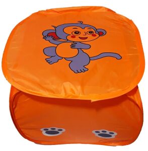 Katlanan Oyuncak Selesi ve Kirli Çamaşır Sepeti 42x42x40 Kapaklı  Çok Amaçlı Çocuk Desenli Sepet