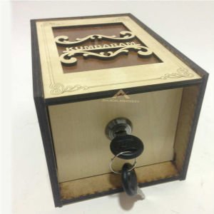 KİLİTLİ AHŞAP PARA KUMBARASI,BÜYÜK BOY PARA BİRİKİM KUTUSU KUMBARAM AHŞAP MONEYBANK -2