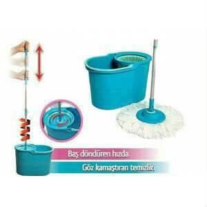 Fazla 1 Adet Mop Püskülü Hediyeli 360° Dönerli Süper Mop Ultra Temizlik Seti Dönerli Temizlik Kovası