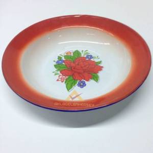 Ø 22cm Çinko Kaplama Emaye Tabak Çok Amaçlı Dış Yüzeyi Çiçek Desenli Emaye Tabak