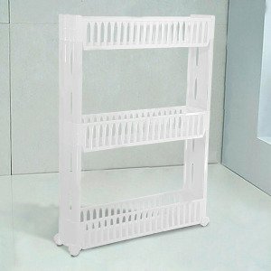 Organizer 3 Katlı Tekerlekli Plastik Çok Amaçlı Düzenleyici Raf Slim Model Mutfak ile Banyo Rafı