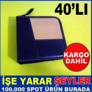 Fermuarlı 40 Lı Kumaş Cd Dvd Çantası
