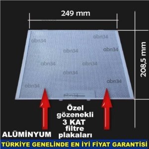 Alüminyum Davlumbaz Filtre 249x208.5mm Ankastre Filtre 24x20.8cm