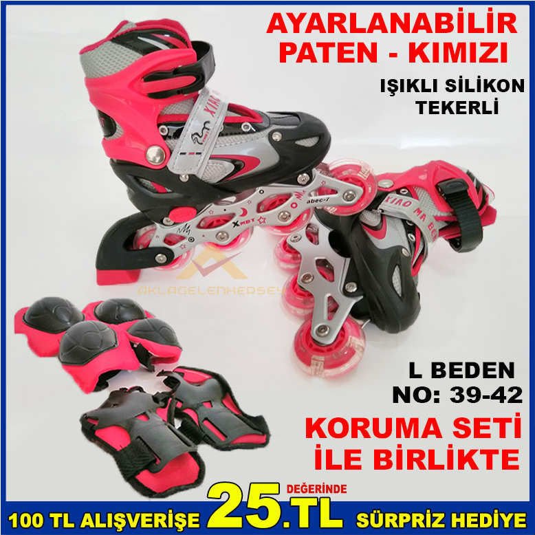 KORUMA SETLİ IŞIKLI TEKER AYARLI PATEN KI-L-3942
