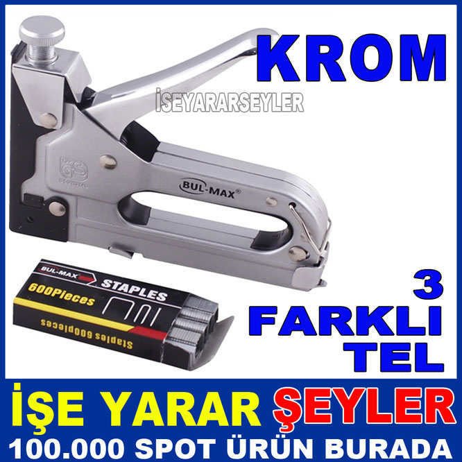Mobilyacı Döşemeci El Zımba Tabancası 100 adet 8mm Tel Hediyeli 4-14mm Krom Zımba Tabancası Bmx1404