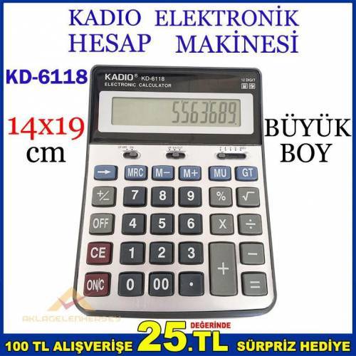 Kadıo 6118 Büyük Boy Metal Yüzey Hesap Makinesi