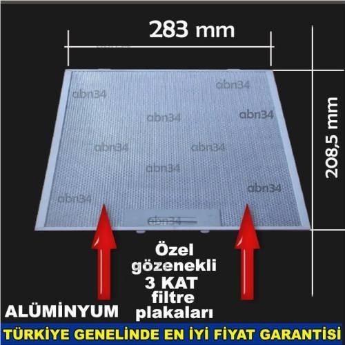 Alüminyum Davlumbaz Filtre 283x208.5mm Ankastre Filtre 28x20.8cm