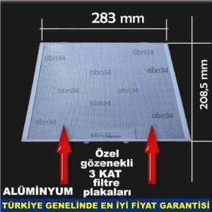 Alüminyum Davlumbaz Filtre 283x208.5mm Ankastre Filtre 28x20.8cm