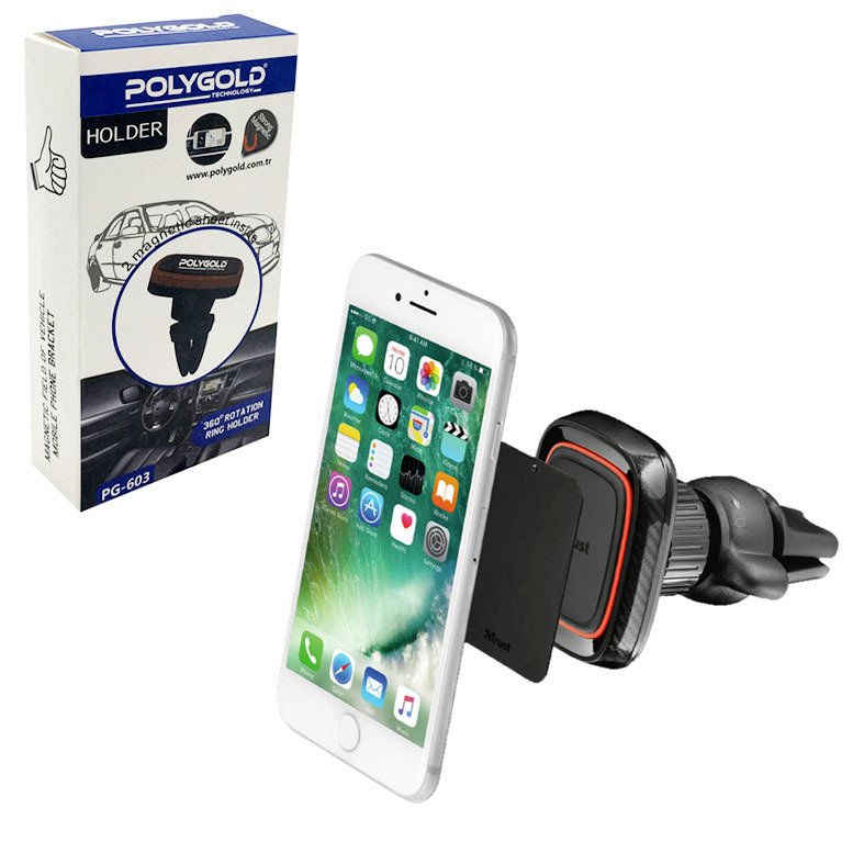 Araç İçi Kalorifere Takılan Mıknatıslı Telefon Tutucu Polygold PG-603 - 360° Döner Manyetik Tutucu