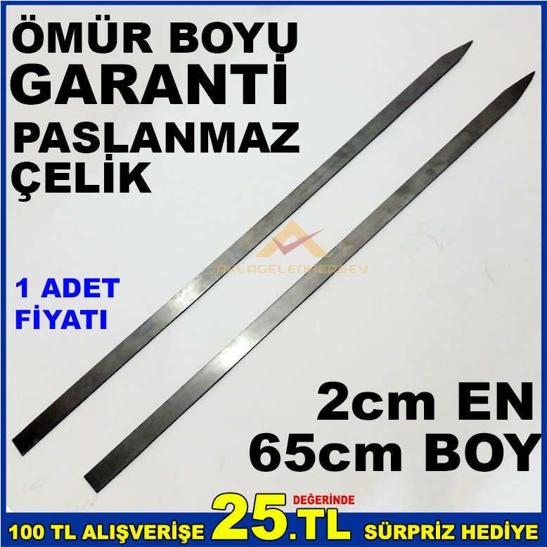 1.kalite ömür boyu garantili geniş kebab şişi 65cm paslanmaz çelik uzun boy adana-urfa kebap şişi