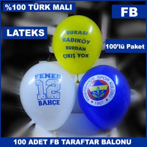 100 Adet Orjinal Lisanslı Fenerbahçe Balonu - Taraftar Balonu - Sarı Lacivert Balon