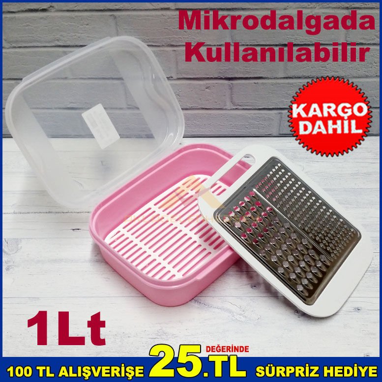 1Litre Midi Saklama Kabı Rendeli Hava Almaz Vakum Korumalı Mikrodalga Buzluk İçin Saklama Kabı