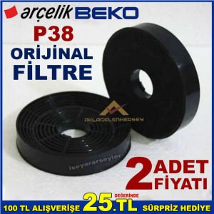 ARÇELİK BEKO P38 ANKASTRE DAVLUMBAZ FİLTRESİ BEKO P38 ASPİRATÖR BACASIZ KARBON FİLTRE