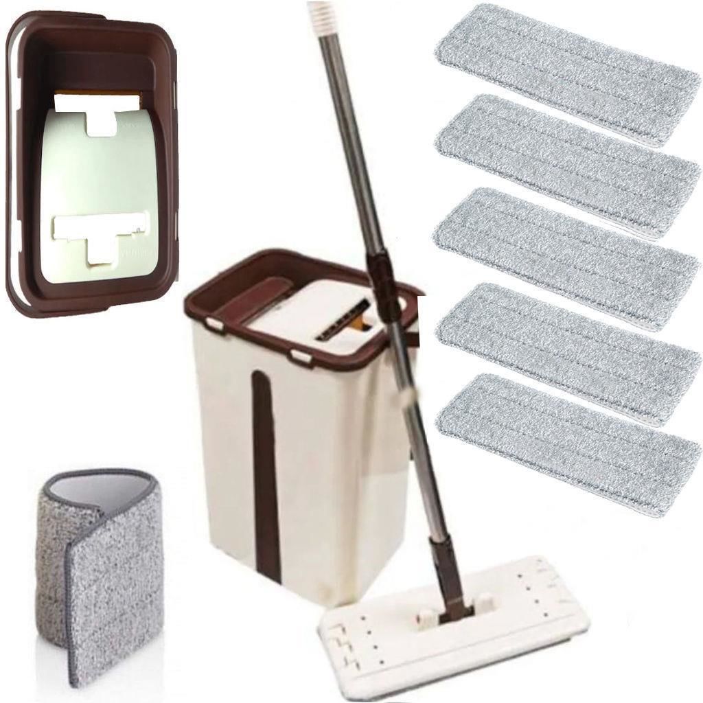 5 Paspaslı Microfiber Tablet Mop Yılın 1 Numara Temizlik Seti Temizlik Seti 6+6=12 Lt Kova+Metal Sap