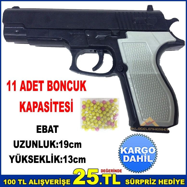 11 BONCUK KAPASİTE ŞARJÖRLÜ BONCUK ATAN OYUNCAK TABANCA