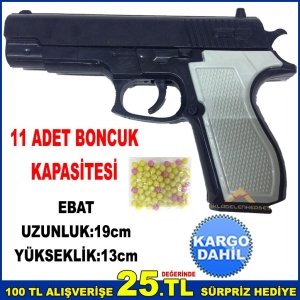 11 BONCUK KAPASİTE ŞARJÖRLÜ BONCUK ATAN OYUNCAK TABANCA