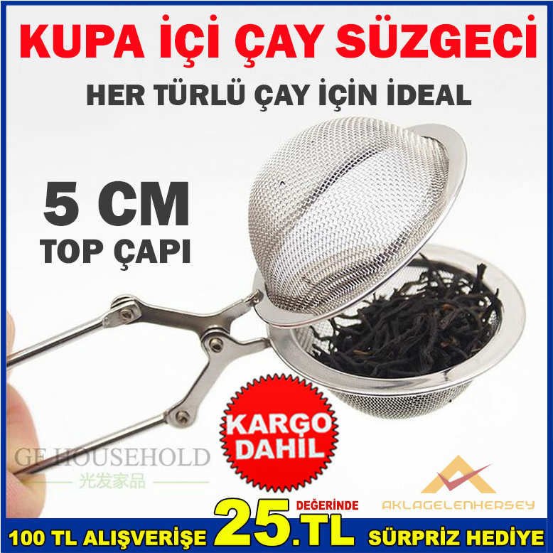 PASLANMAZ ÇELİK BARDAK KUPA İÇİ ÇAY SÜZGECİ 5cm