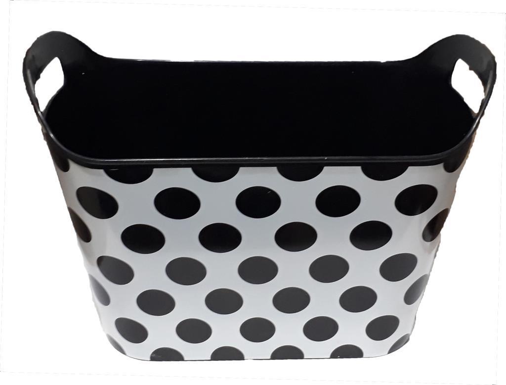 Siyah Benekli Çamaşır Selesi Çok Amaçlı 2 Kulplu Sepet 44x30x26cm Kaliteli Plastikten Üretilmiştir