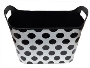 Siyah Benekli Çamaşır Selesi Çok Amaçlı 2 Kulplu Sepet 44x30x26cm Kaliteli Plastikten Üretilmiştir