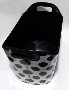 Siyah Benekli Çamaşır Selesi Çok Amaçlı 2 Kulplu Sepet 44x30x26cm Kaliteli Plastikten Üretilmiştir