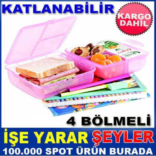 Katlanabilir 4bölmeli Kilitli Beslenme Kutusu
