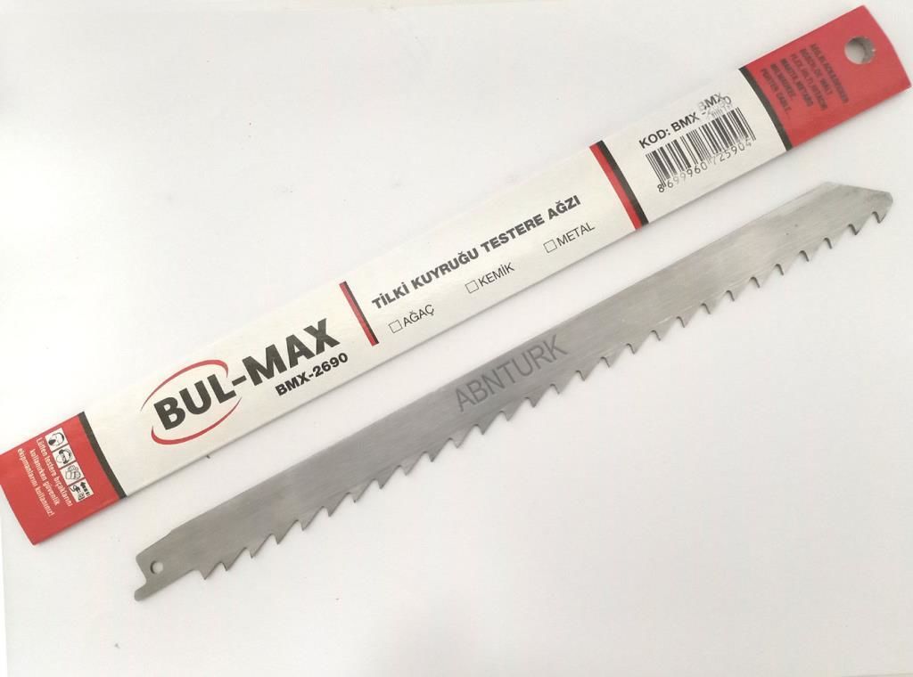 Hts Çelik Tilki Kuyruğu Testere Ağzı Uzun 270mm-7mm Çok Amaçlı Ahşap Kemik Pvc Kesici Bıçak BMX-2690
