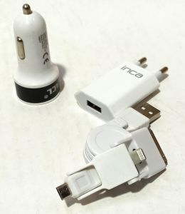 Multifonksiyonel Micro USB iPhone 4 ve Lightning Uçlu Şarj Aleti