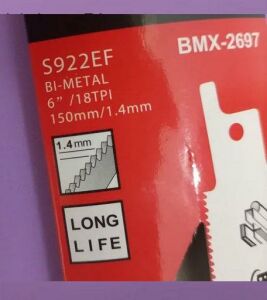 S922EF Hts Çelik Tilki Kuyruğu Testere Ağzı 150mm-1.4mm Çok Amaçlı Metal Plaka Kesici Bıçak BMX-2697
