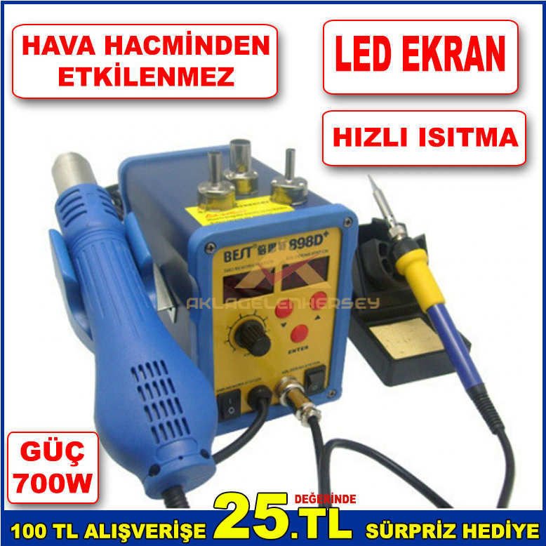 KAYNAK ONARIM ARAÇLARI SICAK HAVA ISI TABANCASI DİJİTAL HAVYA 2 in 1 SICAK HAVA LEHİM İSTASYONU