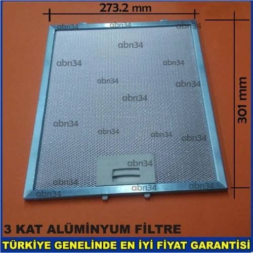 Alüminyum Davlumbaz Filtre 301x273mm Ankastre Filtre 27.3x30.1cm