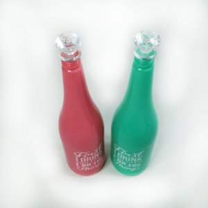 Soft Renkli Baskılı Cam Su Şişesi 1 lt Kapasiteli Dekoratif Şişe