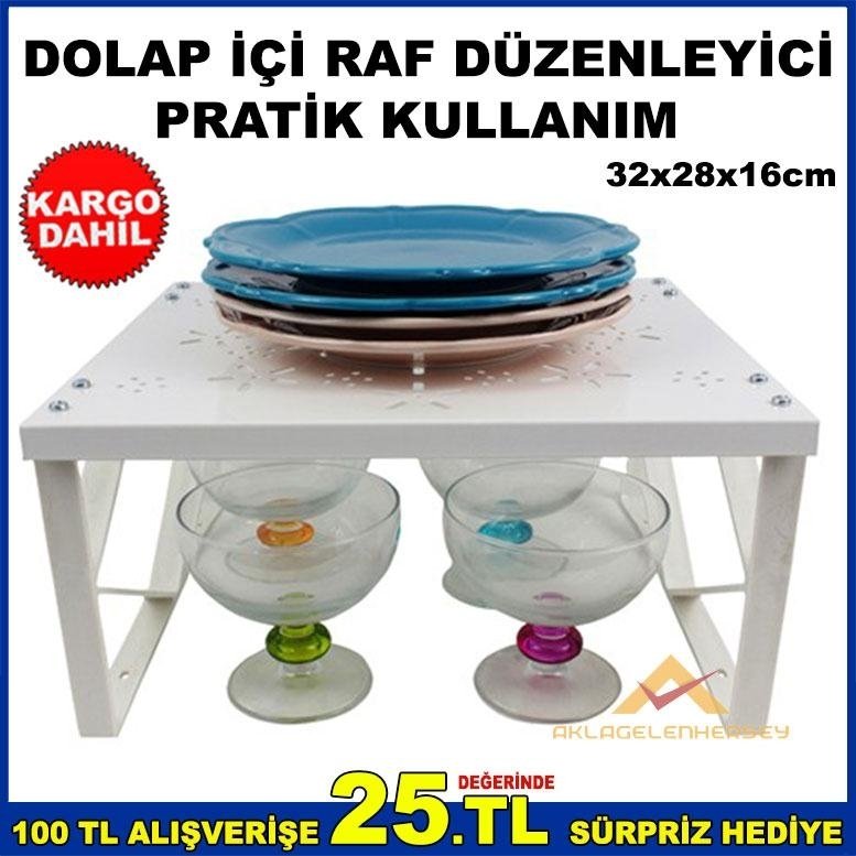 PRATİK MONTAJLI DOLAP İÇİ TEZGAH ÜSTÜ 2 KAT METAL RAF DÜZENLEYİCİ