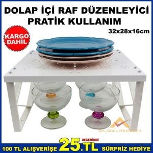 PRATİK MONTAJLI DOLAP İÇİ TEZGAH ÜSTÜ 2 KAT METAL RAF DÜZENLEYİCİ