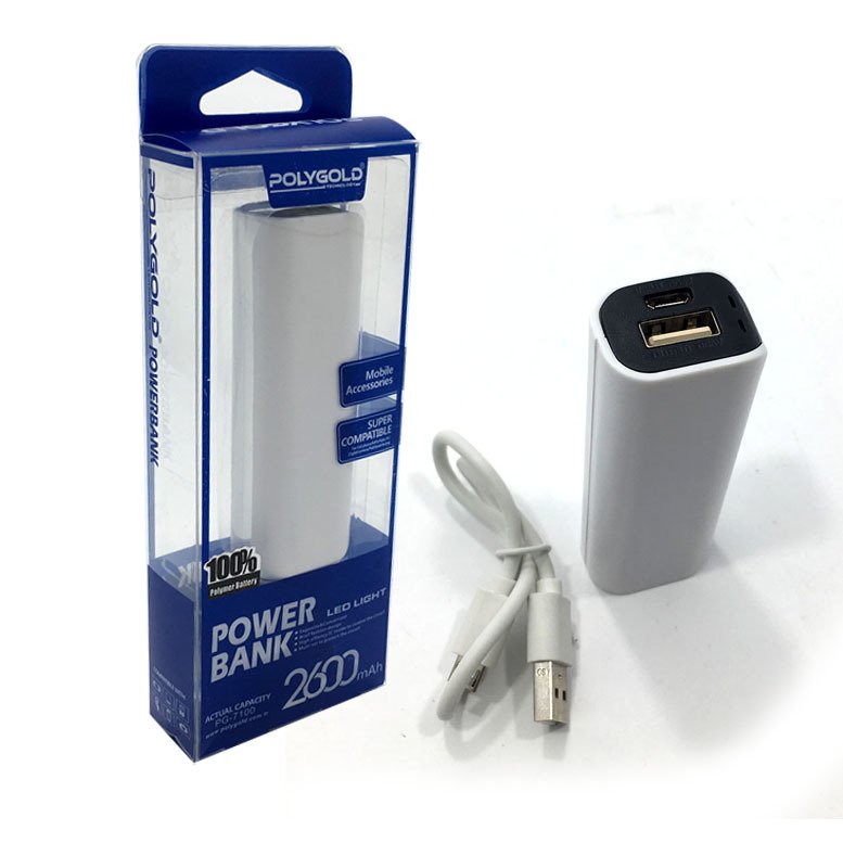 Powerbank 2600 mAh Taşınabilir Şarj Cihazı Polygold PG-7100 Mini Boy Kolayca Cepte Taşınır