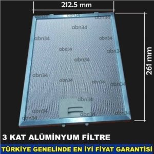 Alüminyum Davlumbaz Filtre 212.5x261mm Ankastre Filtre 21x26cm