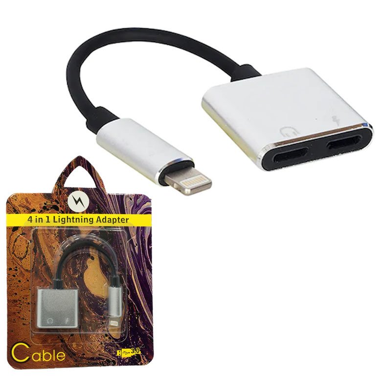 İphone 4 in 1 Lightning Çoklayıcı Adaptör Şarj Girişi Çoğaltma İphone Kulaklık Girişi Çoklayıcı