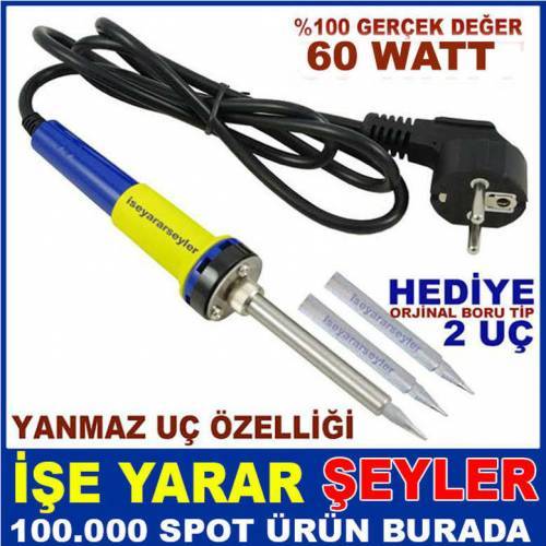 2 Yedek Uç Hediyeli 60W İnce Kalem Havya Lehim Makinesi,Topraklı Fiş Yapısı 1.Kalite Üründür