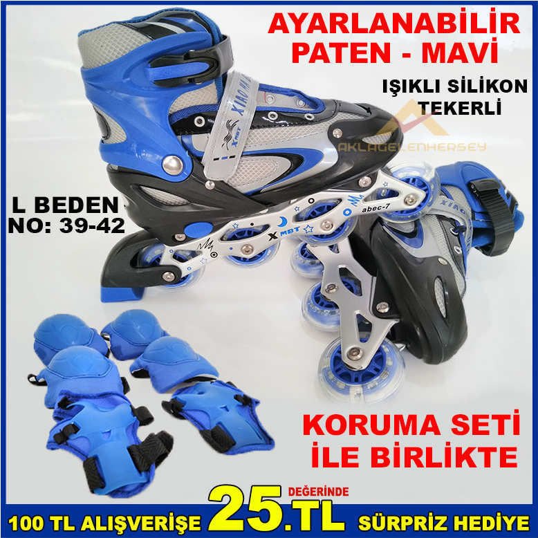 KORUMA SETLİ IŞIKLI TEKER AYARLI PATEN MV-L-3942