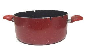 24cm Çap Özel Çentikli Cam Kapaklı Izgaralı Granit Cips Tenceresi 10cm Derin Yanmaz Yapışmaz Yüzey