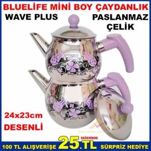 BLUELİFE MİNİ BOY PASLANMAZ ÇELİK ÇAYDANLIK SETİ