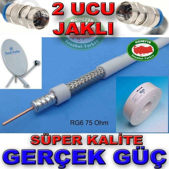 ÜCRETSİZ KARGO ile 100 METRE UYDU ANTEN KABLOSU 2UÇ F KONNEKTÖRLÜ