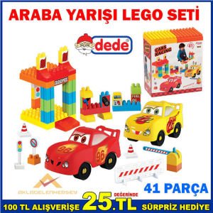 EĞİTİCİ OYUNCAK ARABA YARIŞI 41 PCS LEGO SETİ