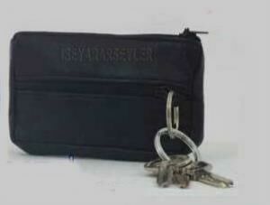 Gerçek Deri Bay-Bayan Para Cüzdanı Anahtarlık, Fermuarlı Hakiki Deri 3 Cepli Bozuk Para El Cüzdanı