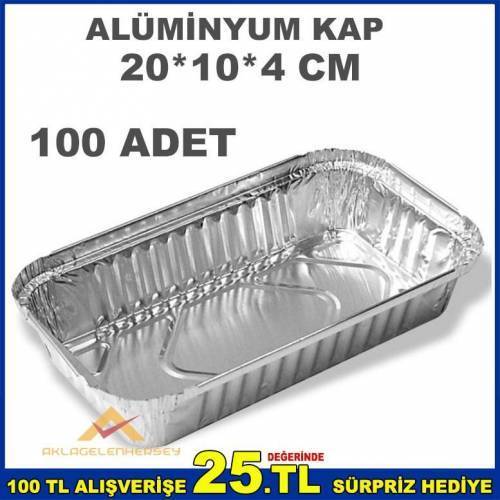 100 Adet Dikdörtgen Geniş Alüminyum Aşure Kabı