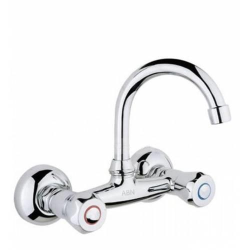 Duvara Monte Çevirmeli Sıcak Soğuk Klasik Mutfak Evye Bataryası,Gerçek Sarı Pirinç 5 Yıl Garantili