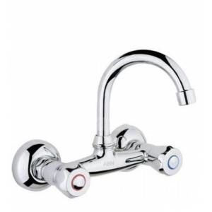 Duvara Monte Çevirmeli Sıcak Soğuk Klasik Mutfak Evye Bataryası,Gerçek Sarı Pirinç 5 Yıl Garantili